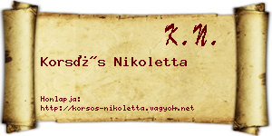 Korsós Nikoletta névjegykártya